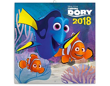 Poznámkový kalendář Hledá se Dory 2018, s pexesem, 30 x 30 cm