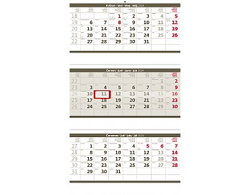 Nástěnný kalendář 2024 Tříměsíční skládaný kalendář šedý