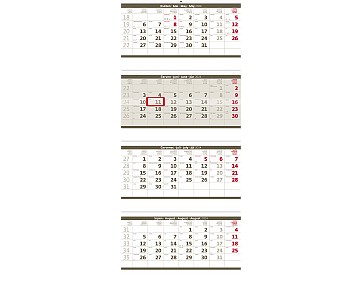 Nástěnný kalendář 2024 Čtyřměsíční skládaný kalendář šedý