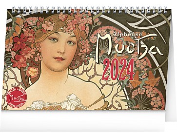 Stolní kalendář Alfons Mucha 2024, 23,1 × 14,5 cm