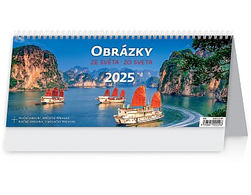 Stolní kalendář 2025 Plánovací kalendář Obrázky ze světa/Obrázky zo sveta