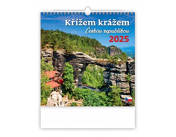 Nástěnný kalendář 2025 Kalendář Křížem krážem Českou republikou