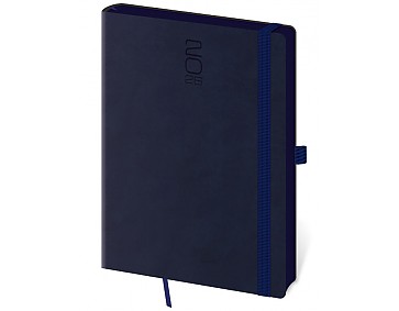 Denní diář A5 Memory tmavě modrý s gumičkou