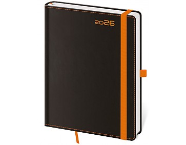 Týdenní diář A5 Black Orange s poutkem