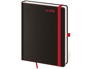 Týdenní diář A5 Black Red s poutkem