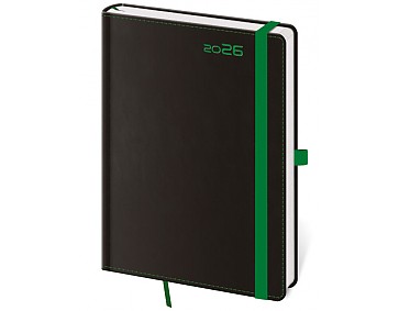 Týdenní diář B6 Black Green s poutkem