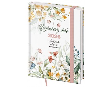 Týdenní diář B6 Bylinkový Flowers s gumičkou