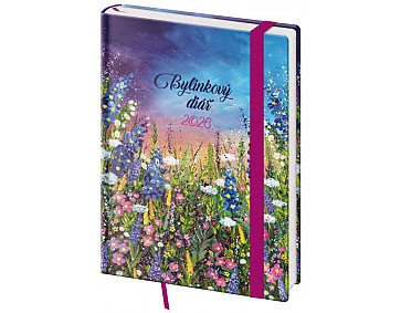 Týdenní diář B6 Bylinkový Meadow s gumičkou