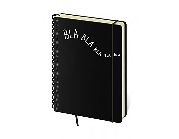 Linkovaný zápisník Twin L černý Bla bla