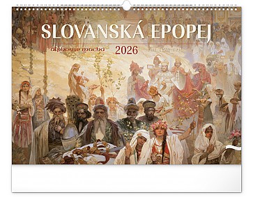 Nástěnný kalendář Slovanská epopej – Alfons Mucha 2026, 48 x 33 cm