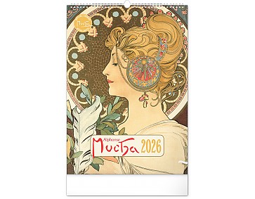 Nástěnný kalendář Alfons Mucha 2026, 33 x 46 cm