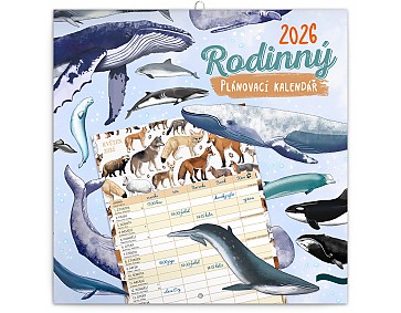 Rodinný plánovací kalendář Animalium 2026, 30 x 30 cm