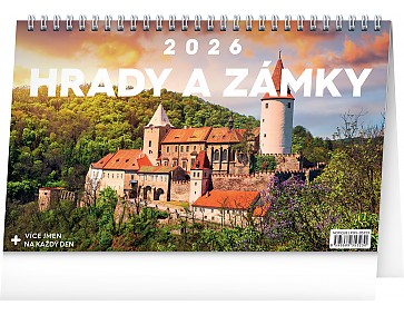 Stolní kalendář Hrady a zámky 2026, 23,1 x 14,5 cm