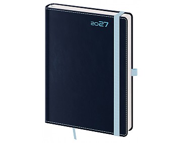 Denní diář 2027 Helma A5 Double Blue s poutkem