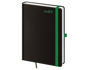Týdenní diář 2027 Helma A5 Black Green s poutkem