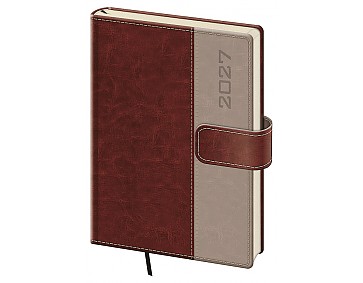 Týdenní diář 2027 Helma A5 Classic s magnetem hnědý