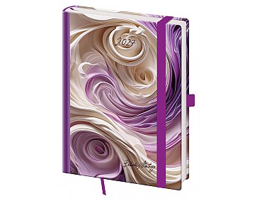 Týdenní diář 2027 Helma B6 Vario Matragi Violet s gumičkou