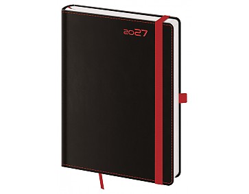 Denní diář A5 Black Red s poutkem