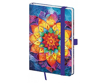 Kapesní diář A6 Vario Mandala s gumičkou