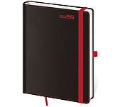 Denní diář A5 Black Red s poutkem