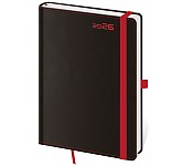 Týdenní diář B6 Black Red s poutkem