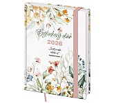 Týdenní diář B6 Bylinkový Flowers s gumičkou