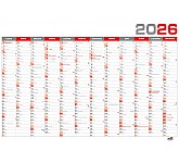 Nástěnný roční kalendář B1 2026 - červený 