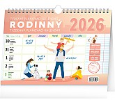 Týdenní rodinný plánovací kalendář s háčkem 2026, 30 x 21 cm