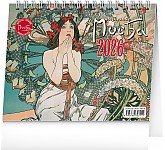 Stolní kalendář Alfons Mucha 2026, 16,5 x 13 cm