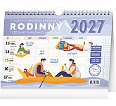 Stolní kalendář 2027 NOTIQUE - Týdenní rodinný plánovací kalendář s háčkem, 30 x 21 cm