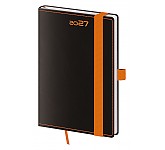Kapesní diář A6 Black Orange s poutkem