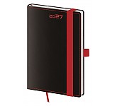 Kapesní diář A6 Black Red s poutkem